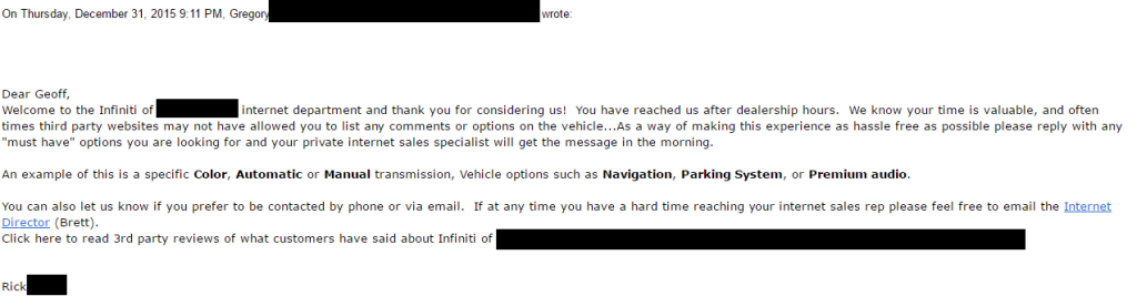 Car dealer email reply 2