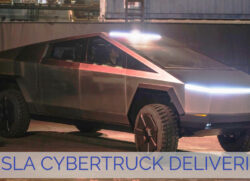 A Tesla Cybertruck prototype at Gigafactory Austin, TX